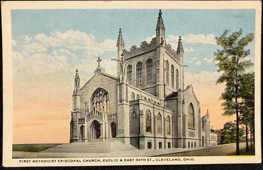 First Methodist Episcopal Church, Euclid & East 30th St., Cleveland, Ohio - Vintage Church Postcard