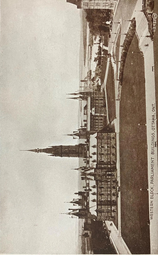 Western Block, Parliament Buildings, Ottawa, Ontario - Canada - Printed in Great Britain - Vintage Government Postcard