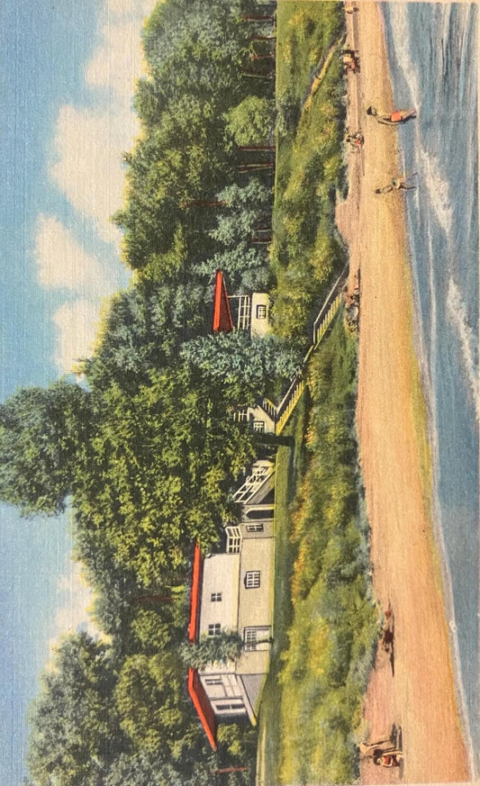 Township Park Beach and Pavilion, Geneva-on-the-Lake, Ohio - Vintage Lodge Postcard