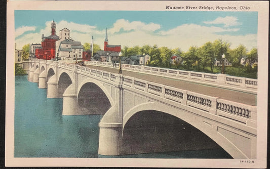 Maumee River Bridge, Napoleon, Ohio - Vintage Bridge Postcard