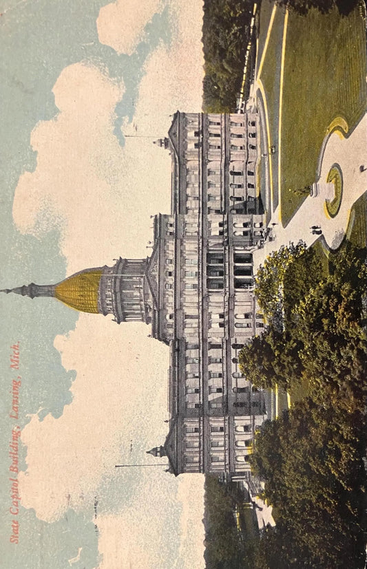 State Capitol Building, Lansing, Michigan - Vintage State Capitol Postcard