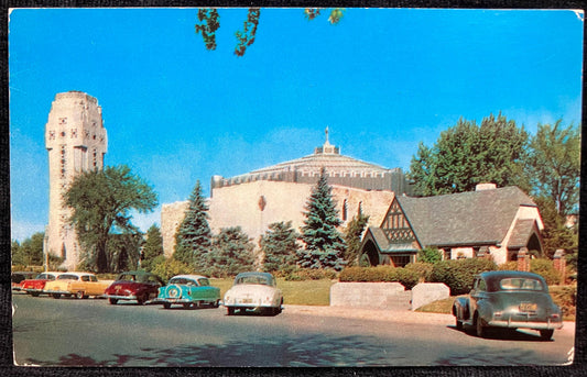 The Shrine of the Little Flower Royal Oak, Near Detroit, Michigan - Color: Dick Koehler  - Vintage Church Postcard