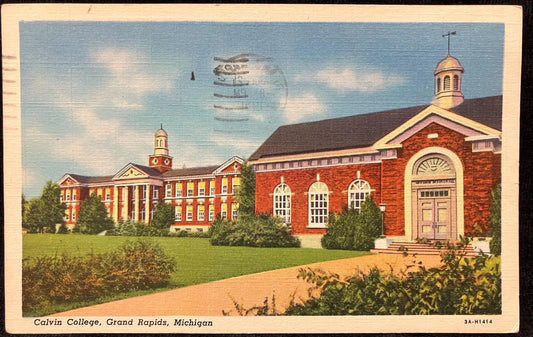 Calvin College - Grand Rapids, Michigan - 1950 Linen Postcard