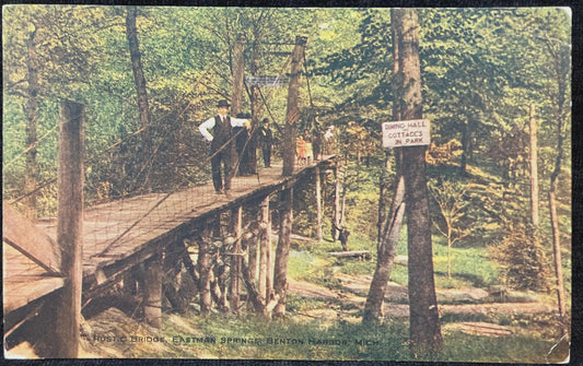 Rustic Bridge Eastman Springs, Benton Harbor, Michigan - Vintage Bridge Postcard