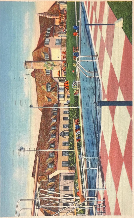 Cascade Hills Country Club House and Pool, Grand Rapids, Michigan - Vintage Country Club Postcard