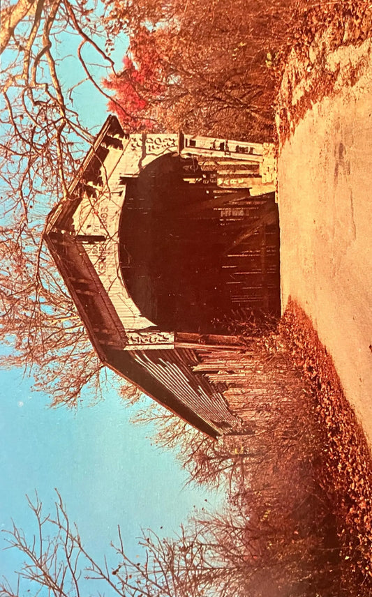 Longwood Bridge over Williams Creek near Connersville, Indiana - Photo: John V. Pontiere Jr. - Vintage Covered Bridge Postcard