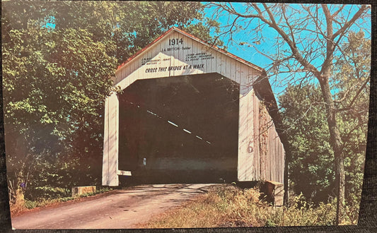 McAllister Bridge in Parke County, Indiana - Photo: John V. Pontiere Jr. - Vintage Covered Bridge Postcard