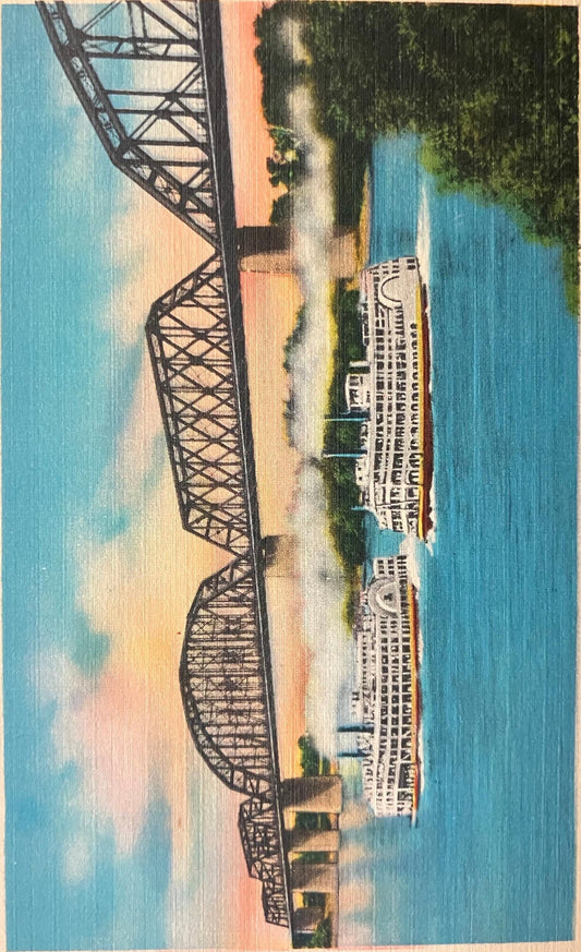 K. & I. R. R. Bridge Between Louisville, Kentucky, and New Albany, Indiana - Vintage Bridge Postcard