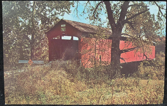 Manhattan Bridge in Putnam County, Indiana - Photo: John V. Pontiere Jr. - Vintage Bridge Postcard