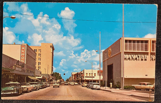 Modern Business Section of Manatee Avenue, Bradenton, Florida - Vintage Urban Postcard