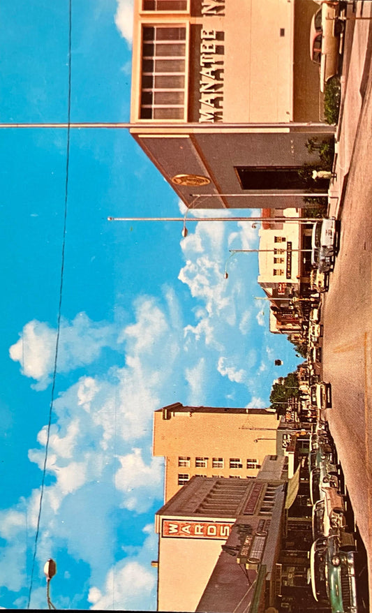 Modern Business Section of Manatee Avenue, Bradenton, Florida - Vintage Urban Postcard
