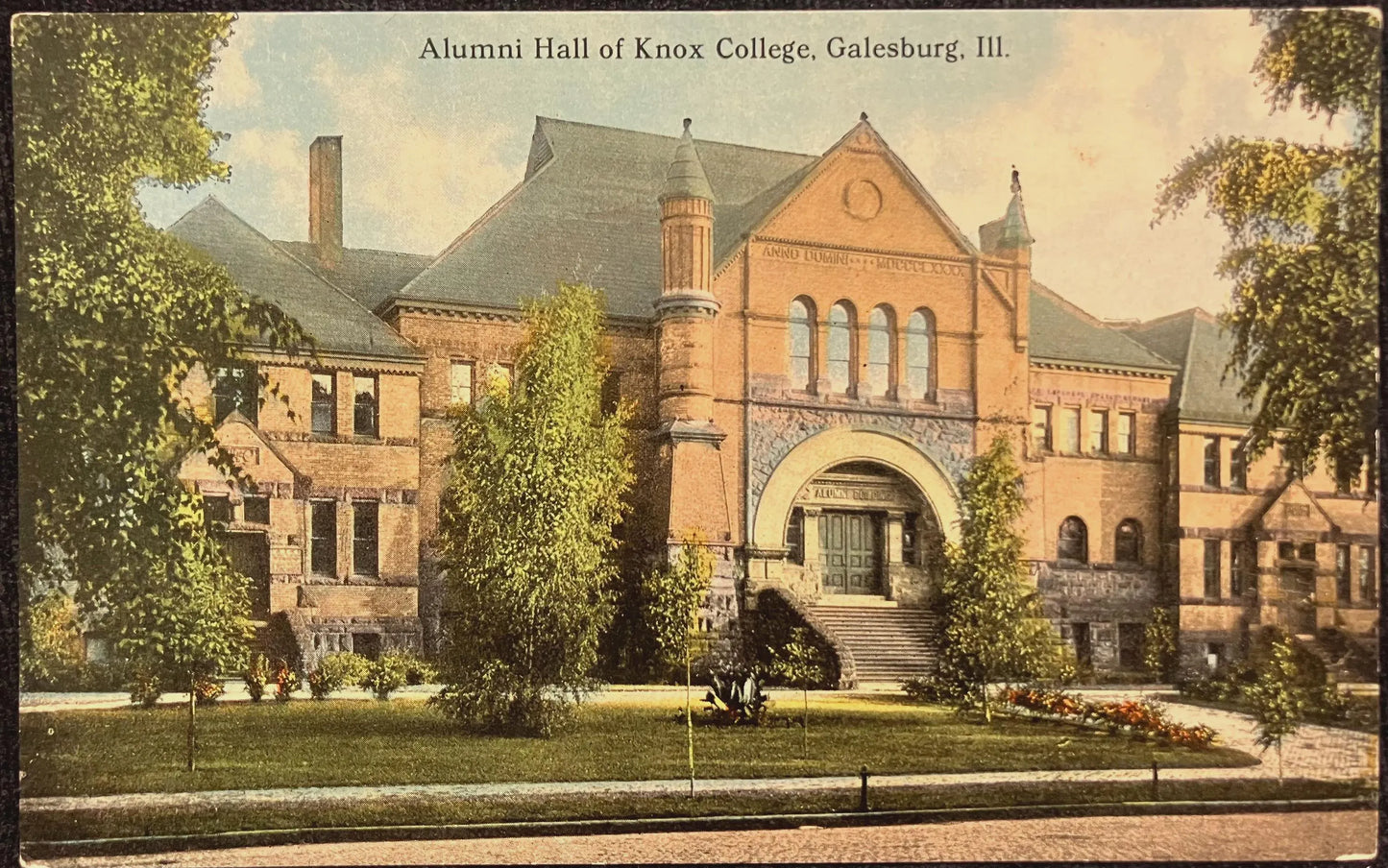 Alumni Hall of Knox College, Galesburg, Illinois  - Vintage College Postcard