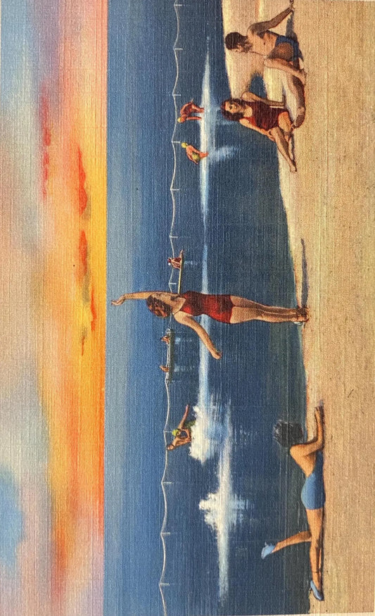Beauty on the Beach - Copyright Curt Teich & Co., Inc. - Vintage Beach Postcard