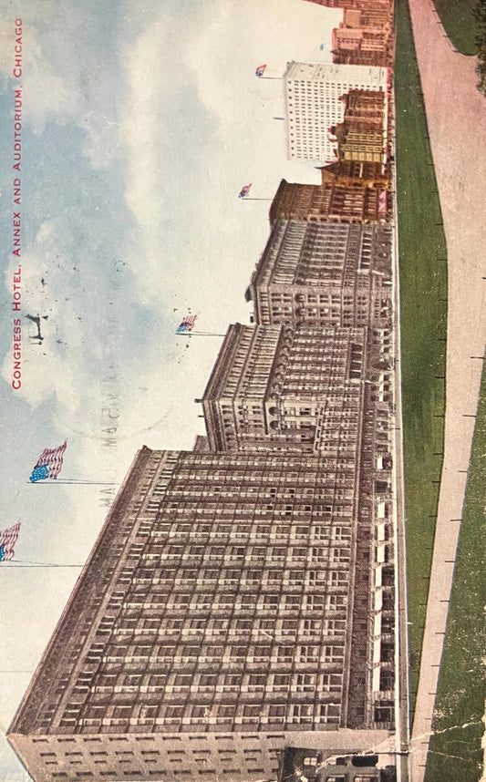 Congress Hotel, Annex and Auditorium, Chicago, Illinois - Vintage Hotel Postcard