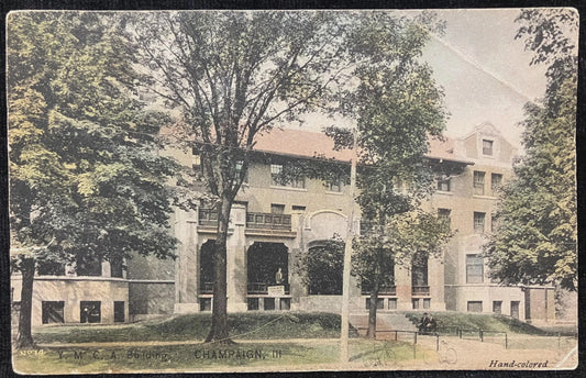 YMCA Building - Champaign, Illinois - Hand-colored - Vintage Postcard