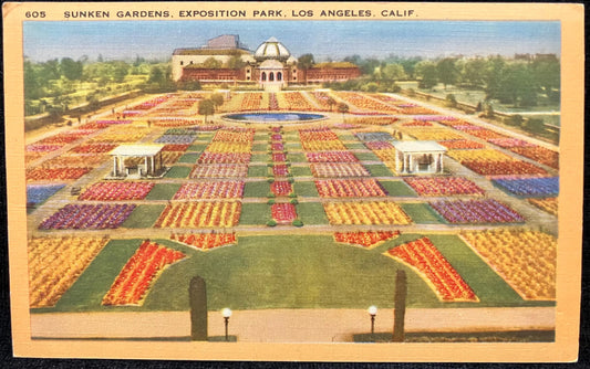 Sunken Gardens, Exposition Park, Los Angeles, California - Vintage Park Postcard