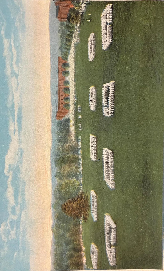 Company Square Formation Drill - U. S. Naval Training Station, Great Lakes, Illinois - Vintage Navy Postcard