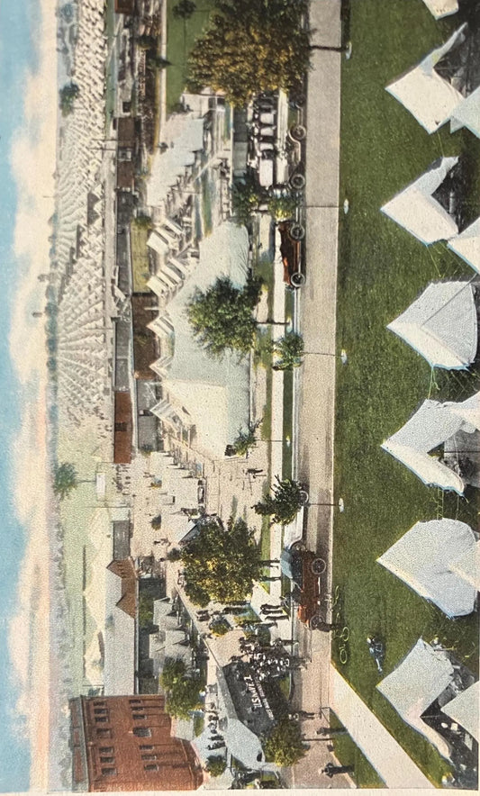 Tented City (Camp Paul Jones in Background) - U.S. Naval Training Station, Great Lakes, Illinois - Vintage Navy Postcard