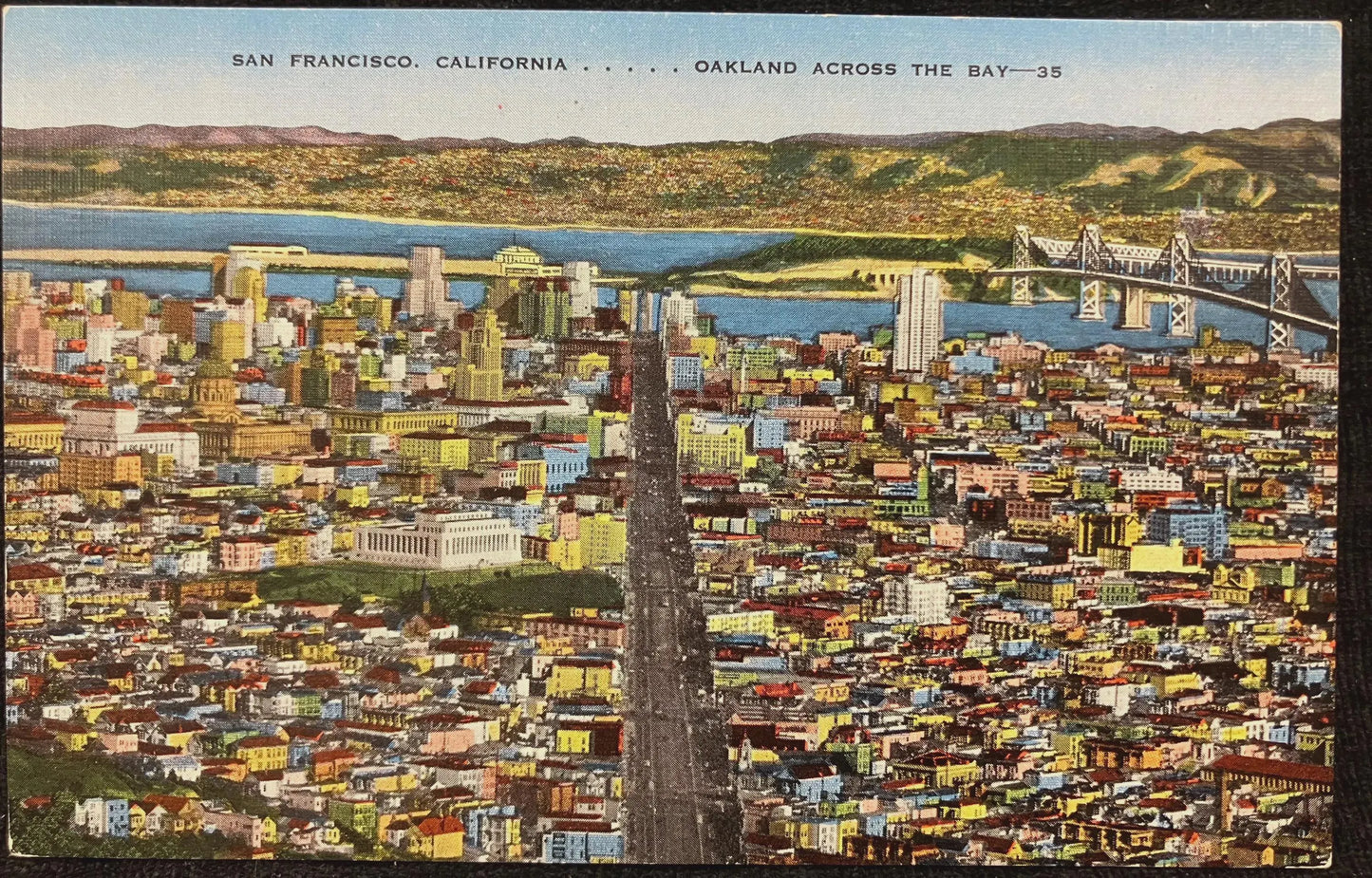 San Francisco, California - Oakland Across the Bay - Vintage Postcard