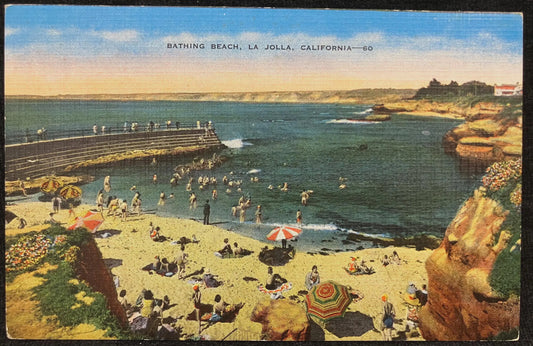 Bathing Beach, La Jolla, California - Vintage Postcard