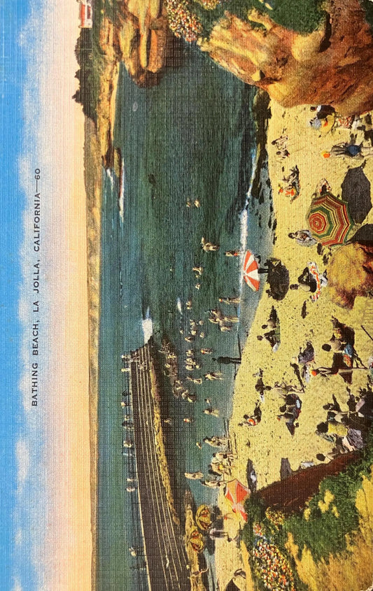 Bathing Beach, La Jolla, California - Vintage Postcard