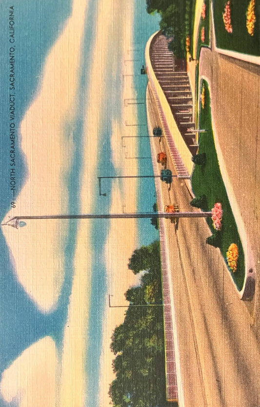 North Sacramento Viaduct, Sacramento, California - Vintage Postcard