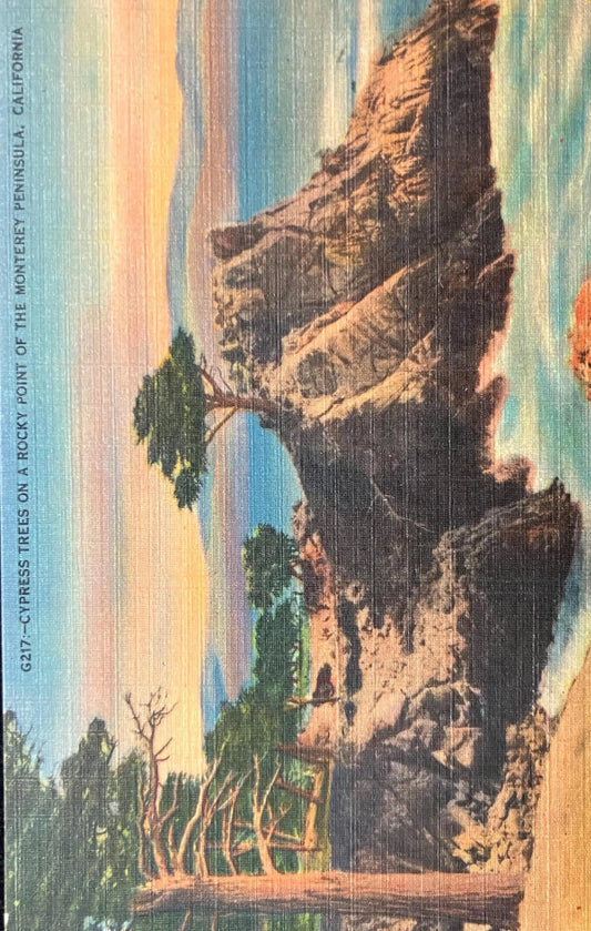 Cypress Trees on a Rocky Point of the Monterey Peninsula, California - Vintage Postcard