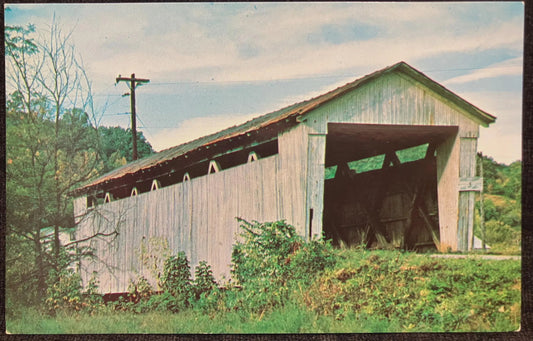 Highway Heirlooms - Byer, Jackson County, Ohio - Photo: Clyde Dillon - Byer Bridge - Vintage Covered Bridge Postcard