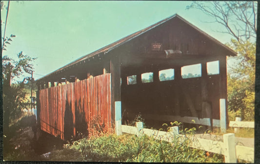 Martinsville Bridge, Clark Township, Ohio - Photo: Ruth Miller - Vintage Covered Bridge Postcard