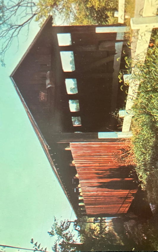 Martinsville Bridge, Clark Township, Ohio - Photo: Ruth Miller - Vintage Covered Bridge Postcard
