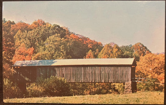 The Hune Bridge - Lawrence, Ohio - Photo: Clyde Dillon - Vintage Covered Bridge Postcard