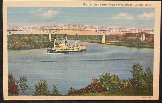 The Lorain Central High Level Bridge, Lorain, Ohio - Vintage Bridge Postcard
