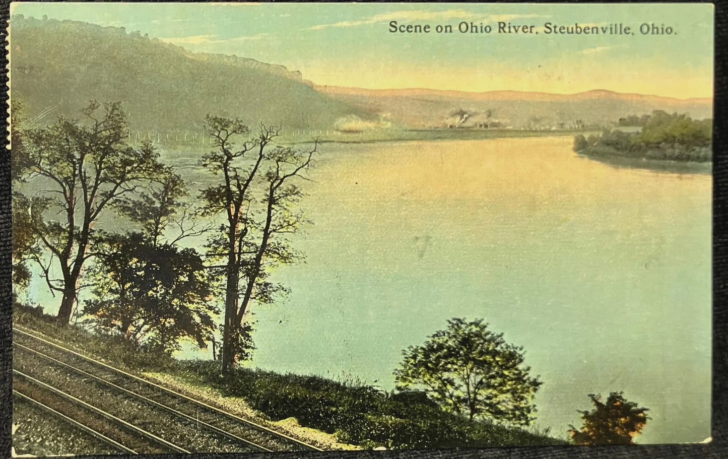 Scene on Ohio River, Steubenville, Ohio - Vintage Postcard