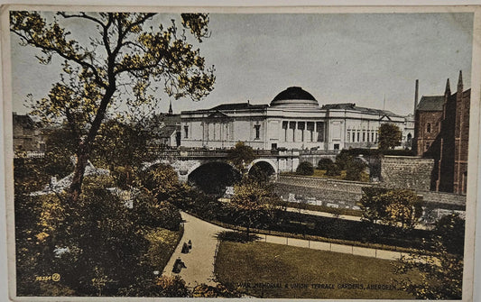 1940s War Memorial And Union Terrace Gardens Aberdeen Scotland - Vintage Military Postcard