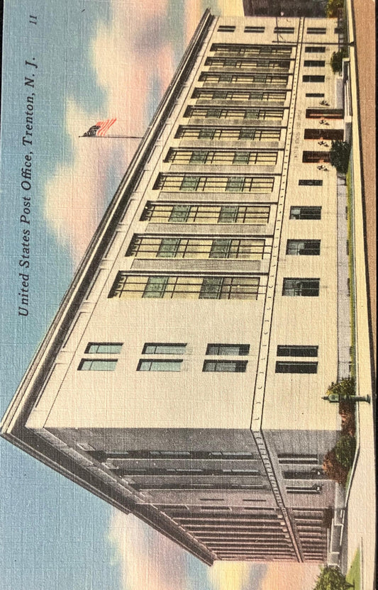 United States Post Office, Trenton, New Jersey - Vintage Post Office Postcard