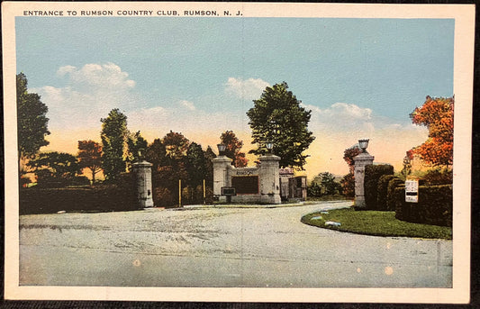 Entrance to Rumson Country Club, Rumson, New Jersey - Vintage Country Club Postcard