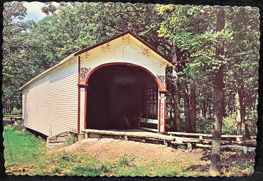 Milroy Bridge at Crown Point, Indiana - Vintage Covered Bridge Postcard