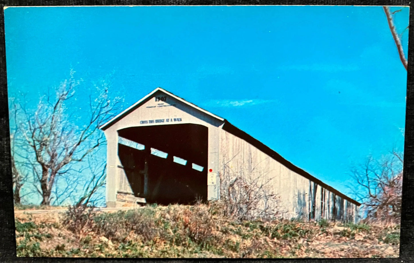 Adams Bridge in Parke County, Indiana - Vintage Covered Bridge Postcard