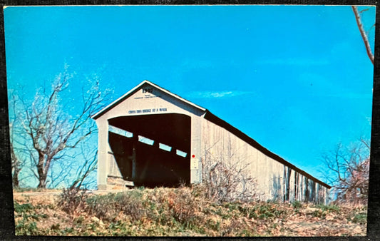 Adams Bridge in Parke County, Indiana - Vintage Covered Bridge Postcard