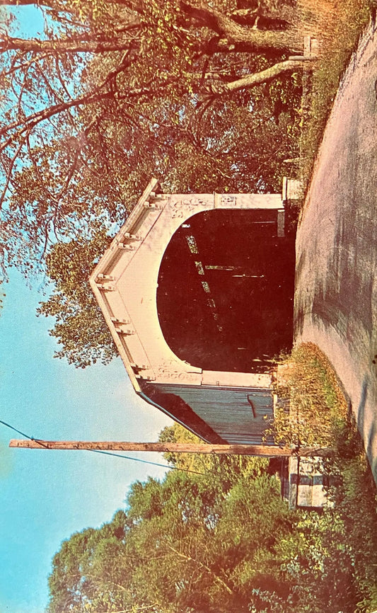 Cedar Ford Bridge in Shelbyville, Indiana - Vintage Covered Bridge Postcard