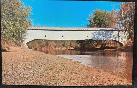 Jackson Bridge - Scenic Park County, Indiana - Photo: Mitchell - Vintage Covered Bridge Postcard