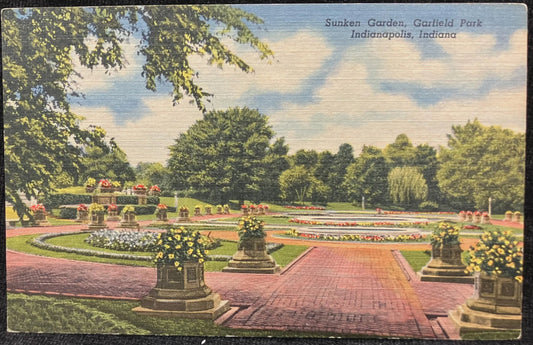 Sunken Garden, Garfield Park, Indianapolis, Indiana - Vintage Park Postcard