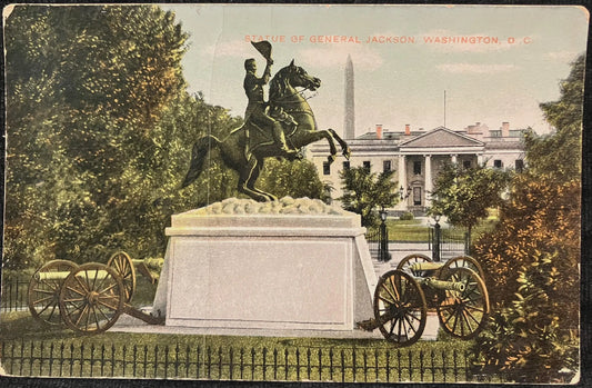 Statue of General Jackson, Washington, D. C., Maryland - Printed in Germany - Vintage Postcard