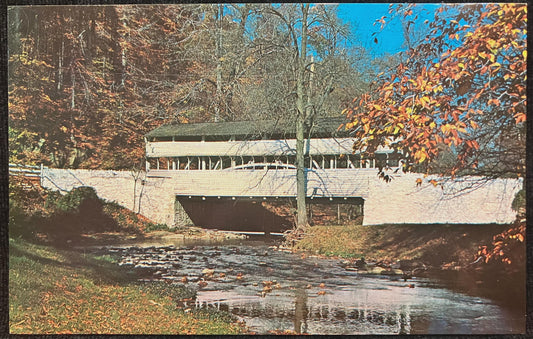 Cover Bridge - Valley Forge Park, Pennsylvania - Vintage Bridge Postcard