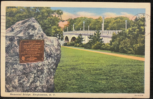 Memorial Bridge, Binghamton, New York - Vintage Bridge Postcard