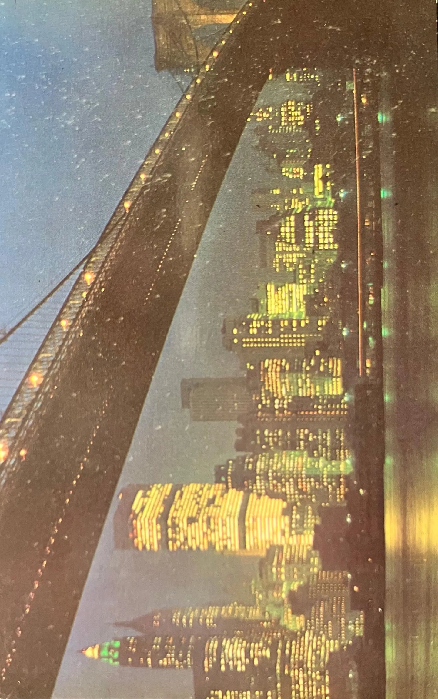 Brooklyn Bridge at Night - Vintage Postcard