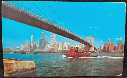 Brooklyn Bridge - New York City - Vintage 1960s Bridge Postcard
