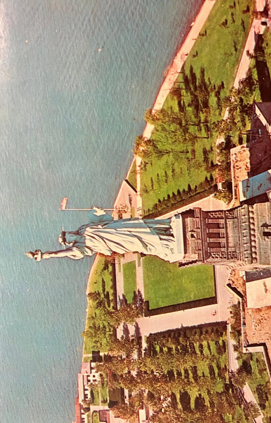 Statue of Liberty on Liberty Island in New York Harbor - Photo: James F. Doane - Vintage Landmark Postcard