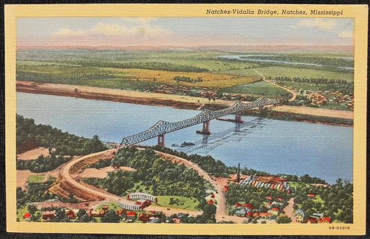 Natchez-Vidalia Bridge, Natchez, Mississippi - Vintage Bridge Postcard