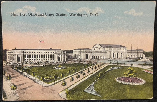 New Post Office and Union Station, Washington D. C., Maryland - Vintage Post Office Postcard